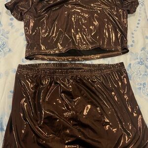 SHEIN Shiny Brown Mini Dress